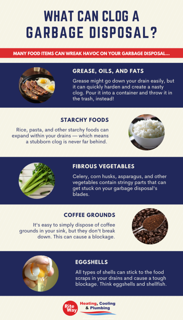 What Can Clog a Garbage Disposal infographic