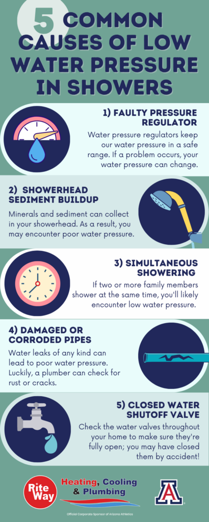5 Common Causes of Low Water Pressure in Showers infographic