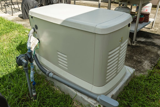 A whole-home generator installed outdoors.